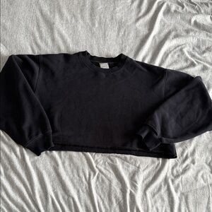 TNA Cozy Fleece Cropped Crew Neck Sweatshirt – Black – Size Large